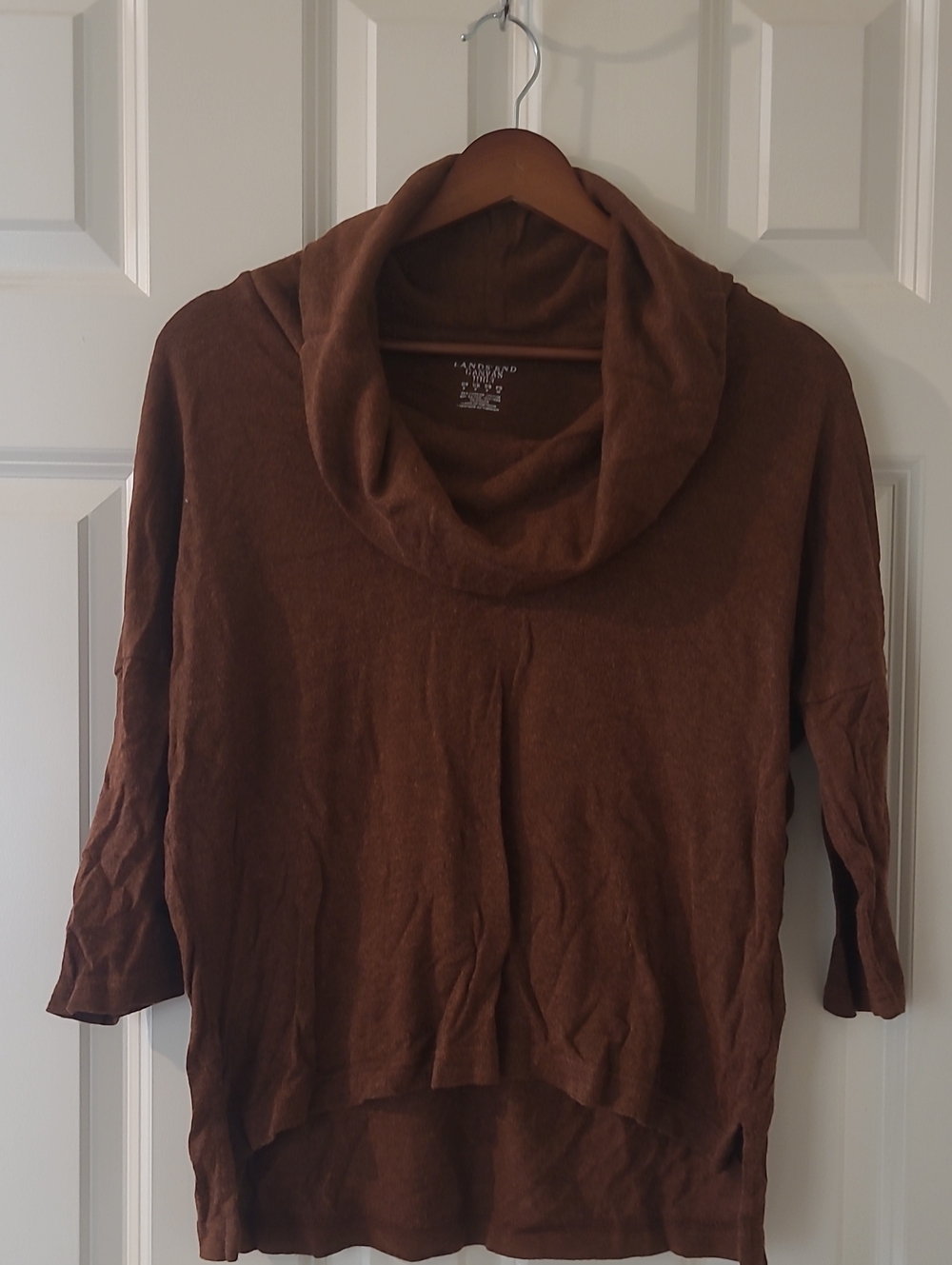 Lands' End Brown Cowl Neck Pullover Sweater